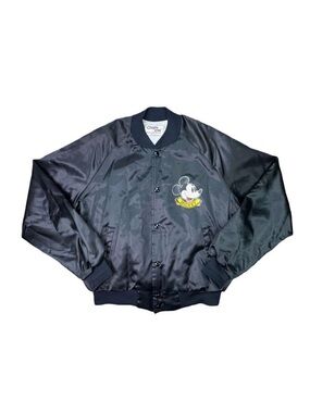 Vintage Chalk Line Disney Mickey Mouse Satin Bomber Jacket - Size Large